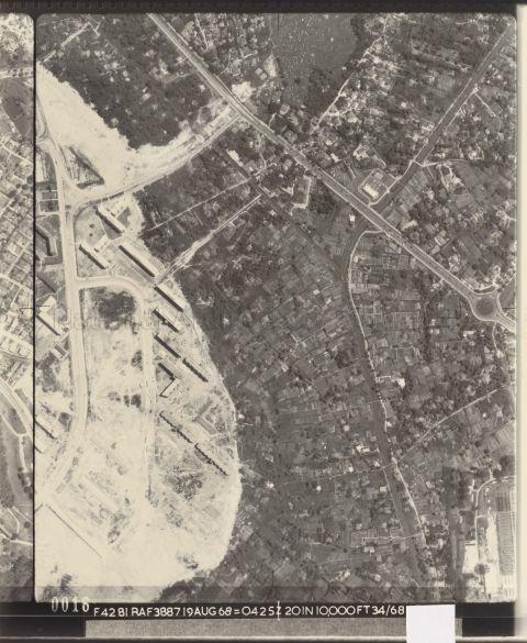 Aerial View of Braddell Road and Toa Payoh East. The road from top sloping down to the middle of right is Braddell Road. The circus is at the Braddell Road / Lorong Chuan junction.The canal that flows fromÂ  top right to bottom right is Kallang River. The road under construction turning off from Braddell Road is Toa Payoh Lorong 6. It continues to turn down down the left side of photo. The road that branch out of it is Lorong 7. The blocks under construction are Block 1, 2 (both T-shape), 3, 4, 5, 6, 7, 8 (L-shape) , 10 and 11. Block 9 is L-shape construction can be seen in the foundation stage.