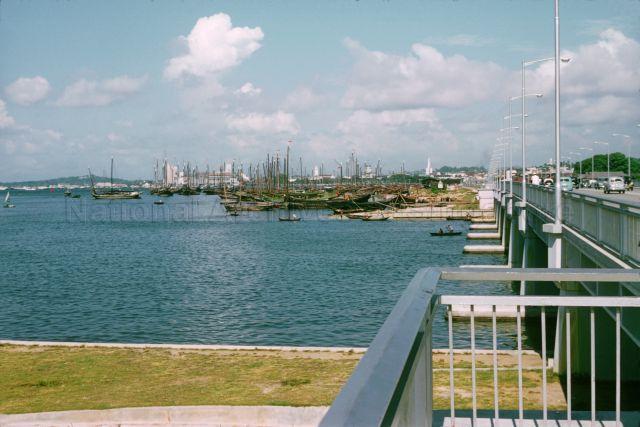View of Kallang Basin with Merdeka Bridge along Nicoll Highway, Singapore