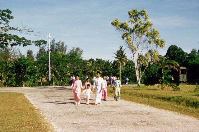 Malay families celebrating Hari Raya