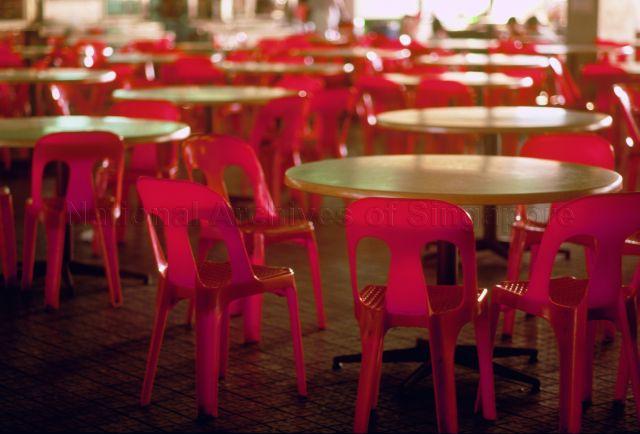 Plastic chairs and tables