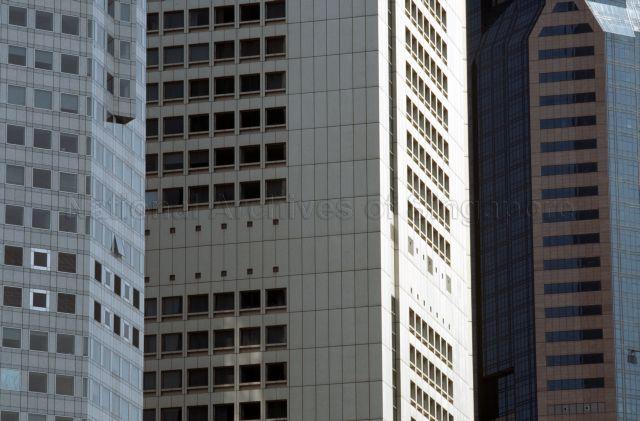 Close up of Overseas Union Bank (OUB) Centre faï¿½ade