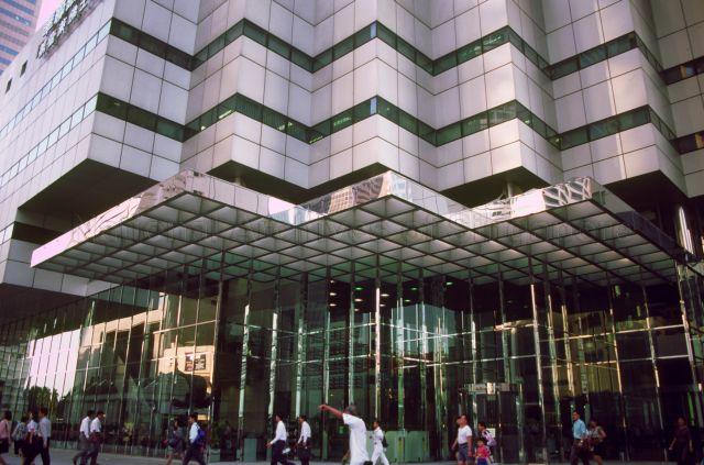 Lower floors of  Overseas Union Bank (OUB) Centre at Raffles Place. The building was renamed One Raffles Place in 2010.