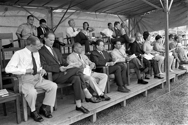 Singapore's first president Yusof bin Ishak watching a Rugby Union match at the Padang