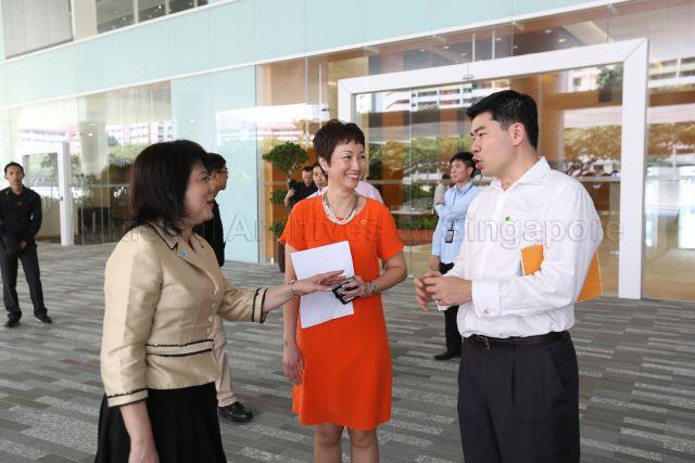 Gabriel Lim, Principal Private Secretary to Prime Minister Lee Hsien Loong, speaking to other officials before Prime Minister Lee's visit to ITE College Central