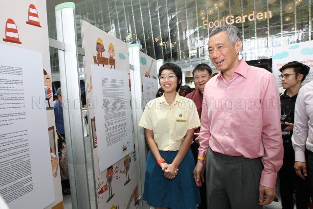 Taken at: Launch of National Workplace Safety and Health (WSH) Campaign 2013 at The Cube @ Asia Square Pictured: Guest of Honour Prime Minister Lee Hsien Loong and Chairman of the Workplace Safety and Health Council Lee Tzu Yang