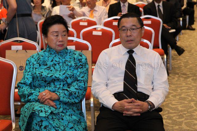 Madam Eng Ah Siam (wife of Lee Khoon Choy) and a guest waiting before official launch ceremony of book "Golden Dragon and Purple Phoenix" written by Lee Khoon Choy at Star Gallery, Star Performing Arts Centre
