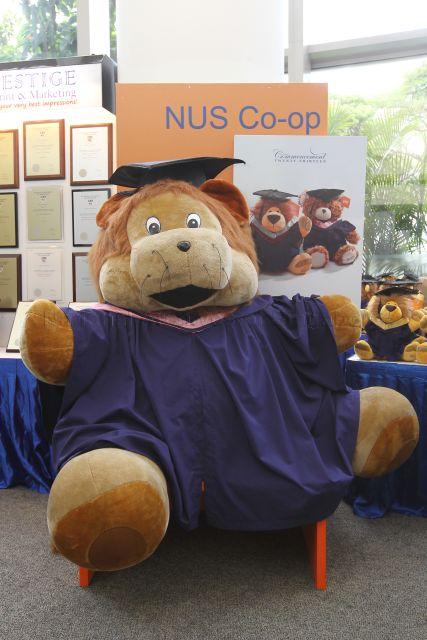 Giant National University of Singapore (NUS) graduation bear on display during NUS Main Commencement ceremony at NUS University Cultural Centre