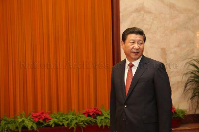 Chinese President Xi Jinping at the Great Hall of the People in Beijing. This is a picture taken during Prime Minister Lee Hsien Loong’s seven-day official visit to China.