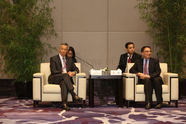 Taken at: Meeting with Liaoning Party Secretary Wang Min in Shenyang during Prime Minister Lee Hsien Loong’s official visit to China from 25 to 31 August 2013 &nbsp;Pictured: Prime Minister Lee Hsien Loong and Liaoning Party Secretary Wang Min
