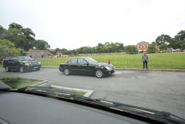 Prime Minister Lee Hsien Loong's motorcade during his tour of the Imperial Citadel of Thang Long in Hanoi. He is on a three-day official visit to the Socialist Republic of Vietnam.