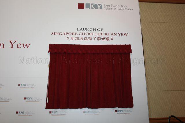 Stage backdrop for the book launch of "Singapore Chose Lee Kuan Yew" during Lee Kuan Yew School of Public Policy (LKYSPP) 9th Anniversary Conference on "The Big Ideas of Mr Lee Kuan Yew". This event is held at Shangri-La Hotel.