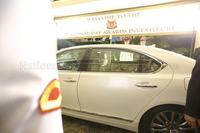 Prime Minister Lee Hsien Loong's car leaving University Cultural Centre, National University of Singapore at Kent Ridge, after investiture of National Day awards