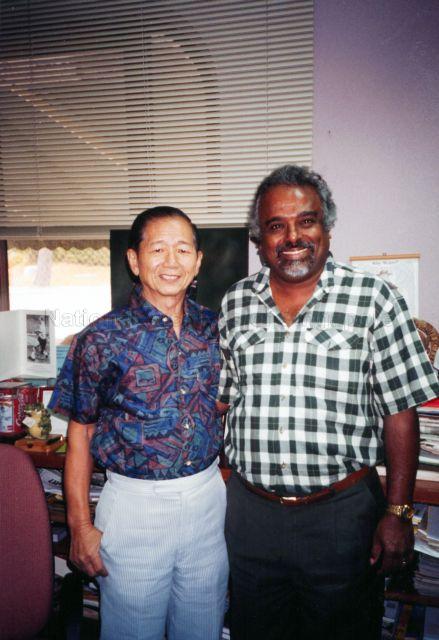 Half-length portrait of Chia Boon Leong and Godfrey Robert, a sports journalist<br />