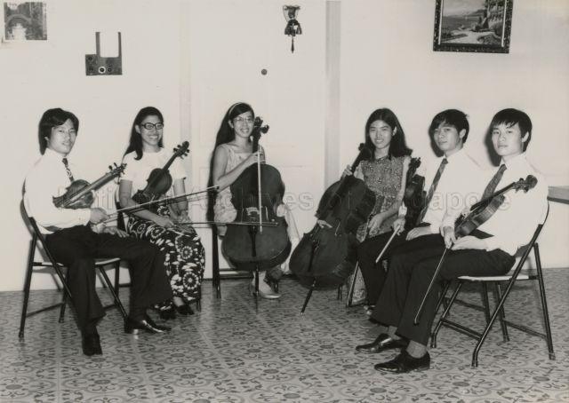 Goh Soon Tioe's former students and daughters, from left, Lee Pan Hon, Vivien Goh, Sylvia Goh, Patricia Goh, Tony Lee and Seow Yit Kin getting together for An Evening of Chamber Music