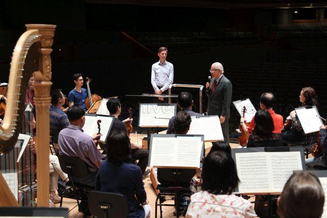 Taken at: Visit to Singapore Symphony Orchestra (SSO)'s 35th anniversary concert rehearsal at Esplanade's Concert Hall Pictured: Patron of SSO President Tony Tan Keng Yam