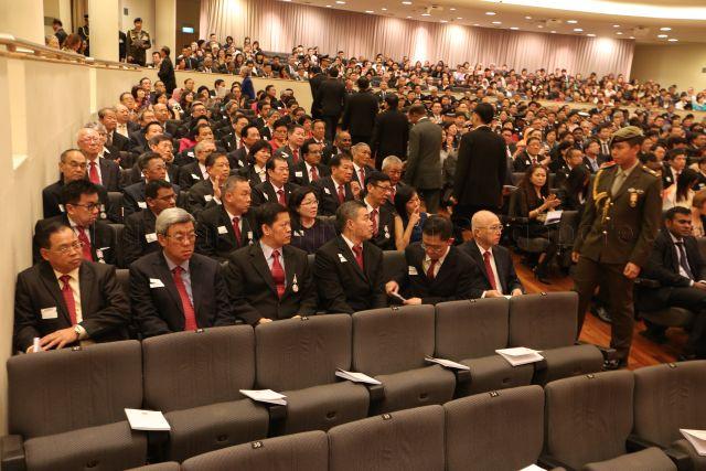 Recipients of National Day awards and guests at investiture ceremony held at University Cultural Centre Hall, National University of Singapore in Kent Ridge