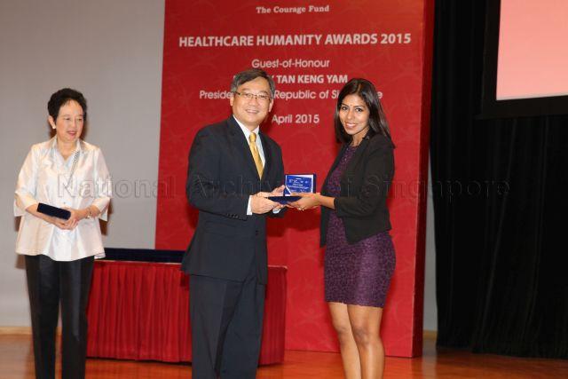 Taken at: Healthcare Humanity Awards Ceremony at Matrix Auditorium  @ Biopolis<br />Pictured: Guest-of-Honour and Courage Fund Patron Minister for Health Gan Kim Yong