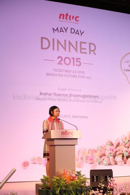 Taken at: National Trades Union Congress (NTUC) May Day Dinner 2015 at Orchid Country Club<br />Pictured: President of NTUC Diana Chia
