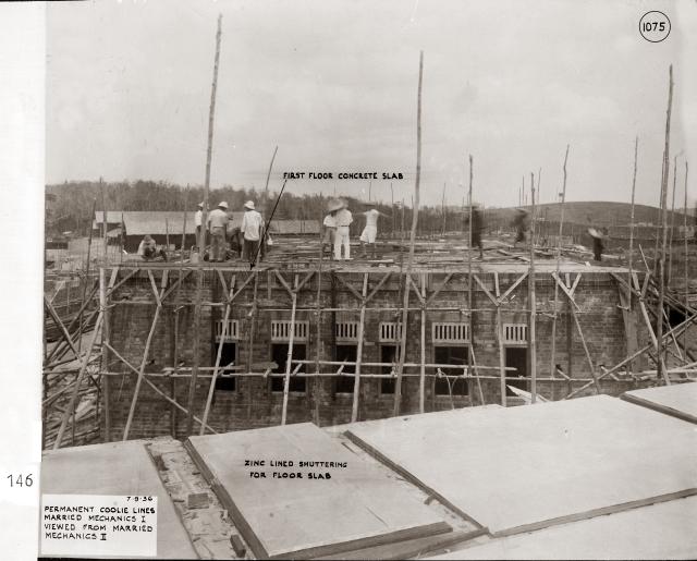 Singapore Naval Base - Permanent coolie lines: view showing Married Mechanics Block I taken from Married Mechanics Block II
