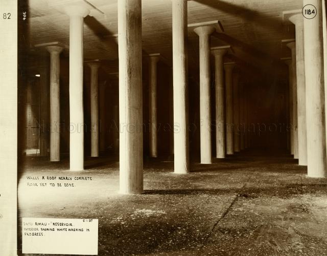 Singapore Naval Base - Batu Rimau Reservoir: interior showing white-washing in progress