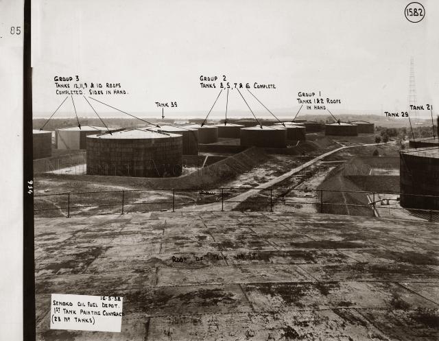 Singapore Naval Base - Senoko Oil Fuel Depot. First tank painting contract (total of 23 tanks).