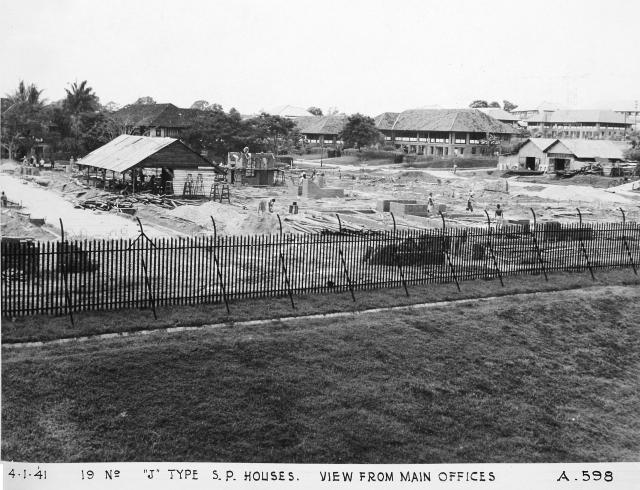 Singapore Naval Base - Nineteen "J" type S.P. houses. View from main offices.