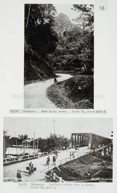 Two photographs of Selangor: road near Klang Gates; Belfield Bridge over Sungai Klang