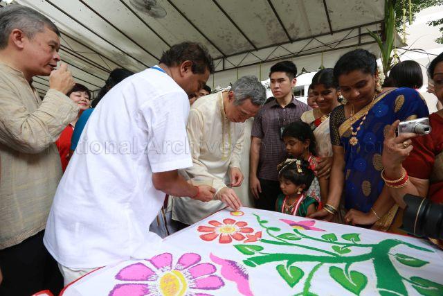 Taken at: Pongal Harvest Festival at Cheng San Community Club Pictured: Prime Minister Lee Hsien Loong and Member of Parliament for Ang Mo Kio GRC Ang Hin Kee