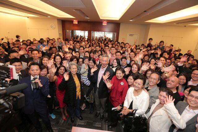 Taken at: Reception with Singaporeans held at the Permanent Mission of Singapore to the United Nations at 318 East 48th Street, New York during Prime Minister Lee Hsien Loong’s working visit to the USA and Nuclear Security Summit (NSS) in Washington D.C. Pictured: Prime Minister Lee Hsien Loong, his wife Mdm Ho Ching, Singapore Ambassador to the United States of America Ashok Kumar Mirpuri and his wife Gouri Mirpuri (partially hidden)