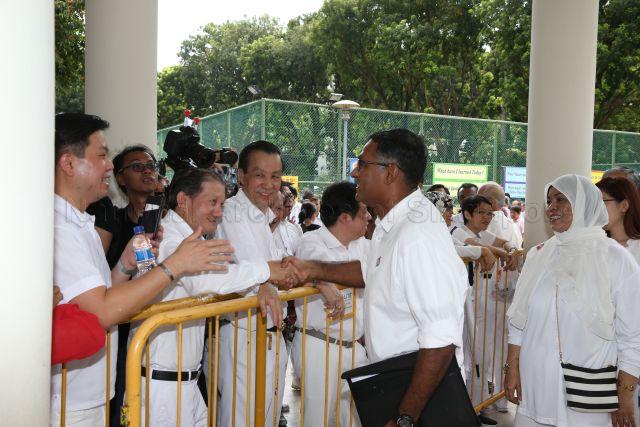 Taken at: Bukit Batok single-member constituency (SMC) by-election between People's Action Party (PAP) and Singapore Democratic Party (SDP) on Nomination Day at Keming Primary School Pictured: PAP's candidate Murali Pillai