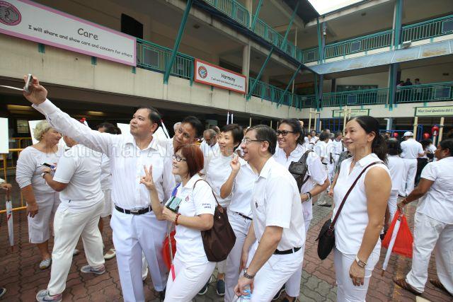 Taken at: Bukit Batok single-member constituency (SMC) by-election between People's Action Party (PAP) and Singapore Democratic Party (SDP) on Nomination Day at Keming Primary School Pictured: Minister for Culture, Community and Youth Grace Fu and Member of Parliament for Jurong GRC Ang Wei Neng