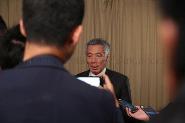 Taken at: Media wrap-up at Mercure Hotel, Vientiane during Prime Minister Lee Hsien Loong's trip to the Lao People's Democratic Republic in attendance of the 28th and 29th Association of Southeast Asian Nations (ASEAN) Summits and related Summits (6 to 8 September 2016) Pictured: Prime Minister Lee Hsien Loong