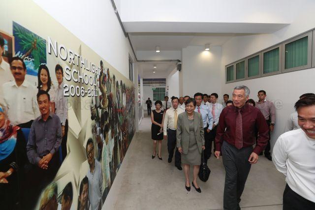 Taken at: The official opening of NorthLight School Pictured: Guest-of-honour Prime Minister Lee Hsien Loong, Acting Minister for Education (Higher Education and Skills) and Senior Minister of State for Defence Ong Ye Kung, Minister of State for Communications and Information and for Health Chee Hong Tat, NorthLight School Board of Governors Chairman Euleen Goh, NorthLight School Board of Directors Chairman Bruce Poh and NorthLight School principal Martin Tan