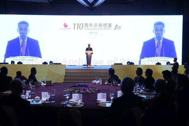 Taken at: The Singapore Chinese Chamber of Commerce and Industry's (SCCCI) 110th Anniversary gala dinner at the Fairmont Singapore within the Raffles City Convention Centre Pictured: Guest-of-Honour Prime Minister Lee Hsien Loong