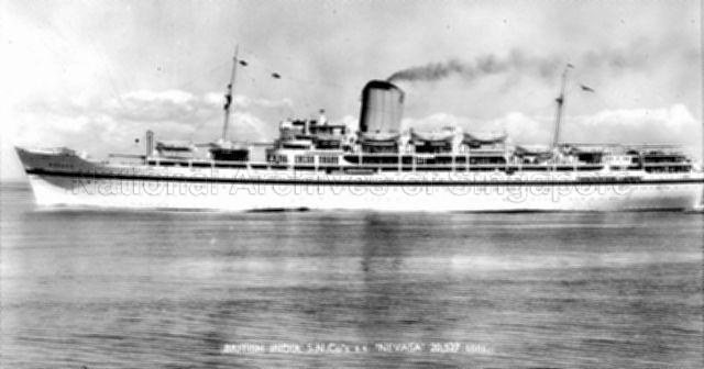 HMT Nevasa, a troopship on which Tony Burt returned to United Kingdom in 1960; there was an increasing transfer of troops by air after 1960. It was converted to an educational cruise ship in 1965.