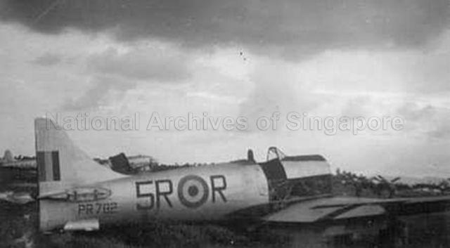 The Tempest PR782 5R-R of No. 33 Squadron at Butterworth looking the worse for wear
