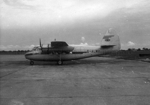 Photograph of an aircraft, Percival Prince: G-ALWH on land.