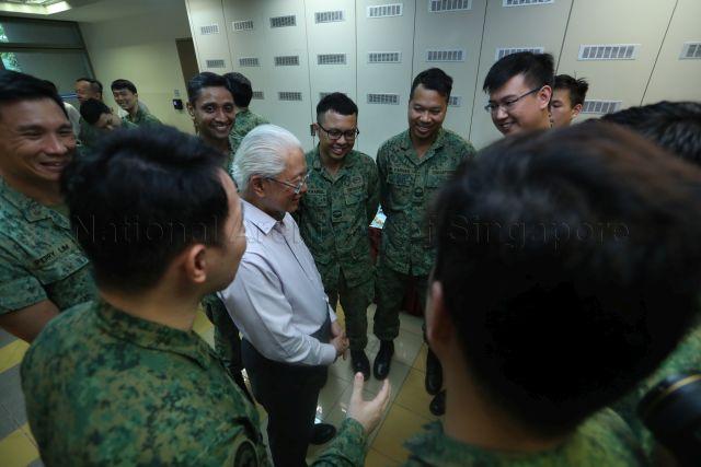 Taken at: Visit of National Servicemen from the 823rd Battalion, Singapore Infantry Regiment (823 SIR) at Jurong Island. Pictured: President Tony Tan Keng Yam