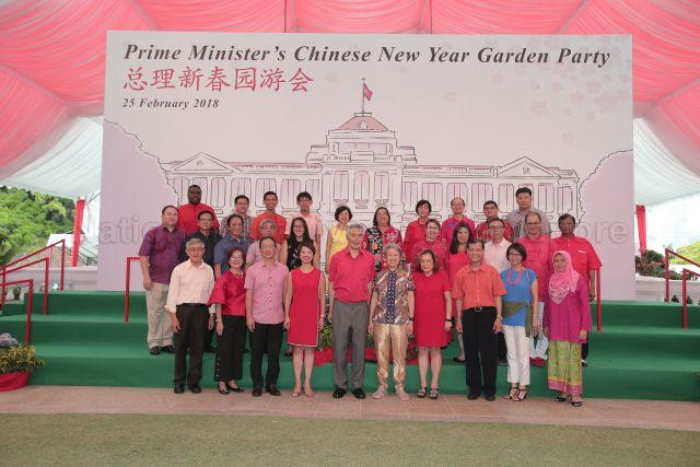 Taken at: Chinese New Year Garden Party hosted by Prime Minister Lee Hsien Loong at The Istana Lawn Pictured: Prime Minister Lee Hsien Loong and his wife Madam Ho Ching