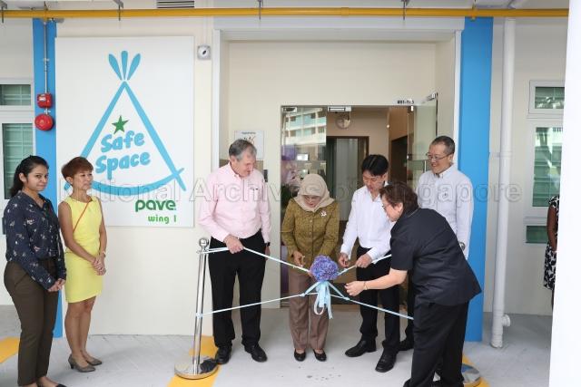Taken at: Official opening of Safe Space@ PAVE at Block 305, Yishun Central. Pictured: President Halimah Yacob, President of Pave Michael Gray and Adviser of Nee Soon GRC Louis Ng.