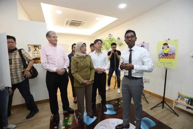 Taken at: Official opening of Safe Space@ PAVE at Block 305, Yishun Central. Pictured: President Halimah Yacob, President of Pave Michael Gray and Adviser of Nee Soon GRC Louis Ng.