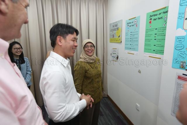 Taken at: Official opening of Safe Space@ PAVE at Block 305, Yishun Central. Pictured: President Halimah Yacob and Adviser of Nee Soon GRC Louis Ng.
