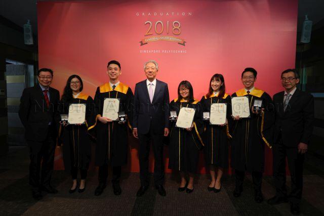 Taken at: Singapore Polytechnic’s (SP) 58th Graduation Ceremony celebrating 200000 graduates &nbsp; Pictured: Guest-of-Honour Deputy Prime Minister and Coordinating Minister for National Security Teo Chee Hean, SP Principal and CEO Mr Soh Wai Wah and SP Board of Governors Chairman Bill Chang