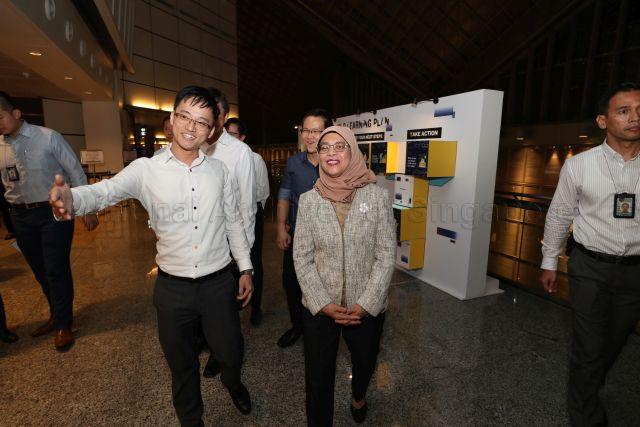 Taken at: The National Trades Union Congress (NTUC) Youth Career Network Exchange (Lit Xchange) organised by Young NTUC, in support of SkillsFuture Festival 2018 at Suntec Singapore Convention & Exhibition Centre &nbsp;Pictured: Guest-of-Honour President Halimah Yacob and Assistant Secretary-General of NTUC and Member of Parliament for Tampines GRC Desmond Choo