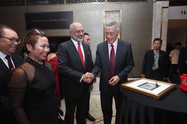 Taken at: Development Bank of Singapore (DBS) 50th Anniversary gala show Sparks:The Musical commissioned by DBS for Golden Jubilee at Capitol Theatre Pictured: Prime Minister Lee Hsien Loong, DBS Chairman Peter Seah and DBS Chief Executive Officer Piyush Gupta