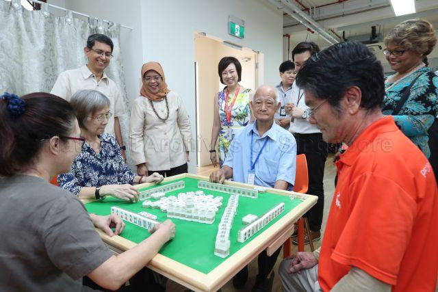 Taken at: Official opening of the Asian Women's Welfare Association (AWWA) Dementia Day Care Centre at Yishun, Block 740 Yishun Avenue 7  Pictured:  Guest-of-Honour and Patron of AWWA President Halimah Yacob, Senior Parliamentary Secretary for Social and Family Development Dr Muhammad Faishal Ibrahim, AWWA Chairperson Janice Ang and AWWA Chairperson of Human Resource Committee Ayadurai Jeyamalar