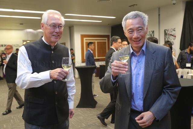 Taken at: Launch of the book "Tall Order: The Goh Chok Tong Story" at Lee Kuan Yew School of Public Policy. Pictured: Emeritus Senior Minister (ESM) Goh Chok Tong and Prime Minister Lee Hsien Loong.
