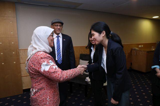 Taken at: Media wrap-up of President Halimah Yacob’s state visit to the Kingdom of the Netherlands &nbsp; Pictured: President Halimah Yacob and her husband Mohamed Abdullah Alhabshee