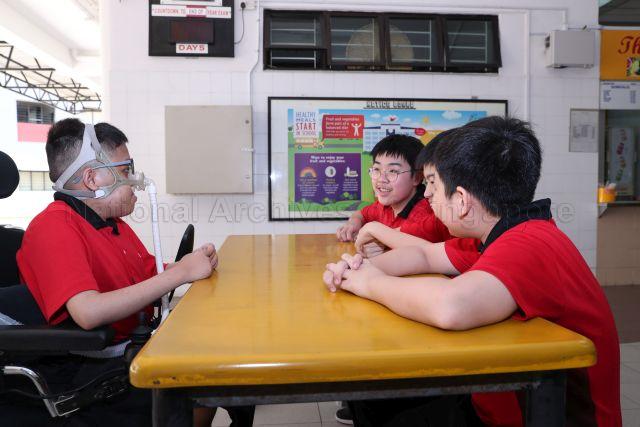 Taken at: Community engagement visit to Zhenghua Secondary School Pictured: Students Muhammad Aaron Irwan and Leroy Lim