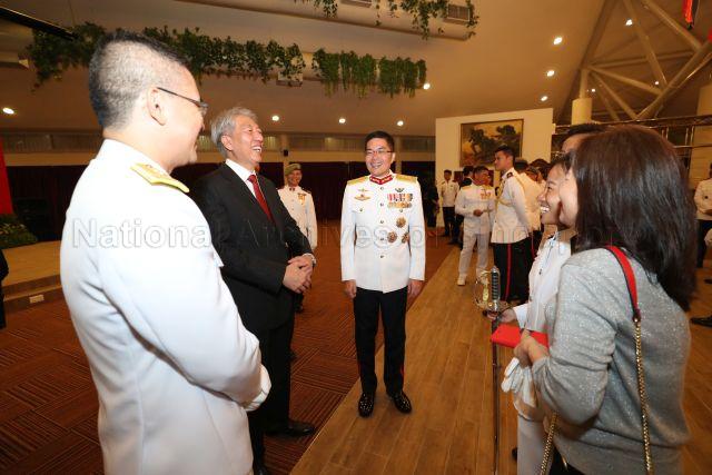 Taken at: The 113/18 Officer Cadet Commissioning Parade (OCCP) at the Singapore Armed Forces Training Institute (SAFTI) Military Institute (MI) reviewed by Senior Minister and Coordinating Minister for National Security Teo Chee Hean Pictured: Senior Minister and Coordinating Minister for National Security Teo Chee Hean and Lieutenant Emily Kwek